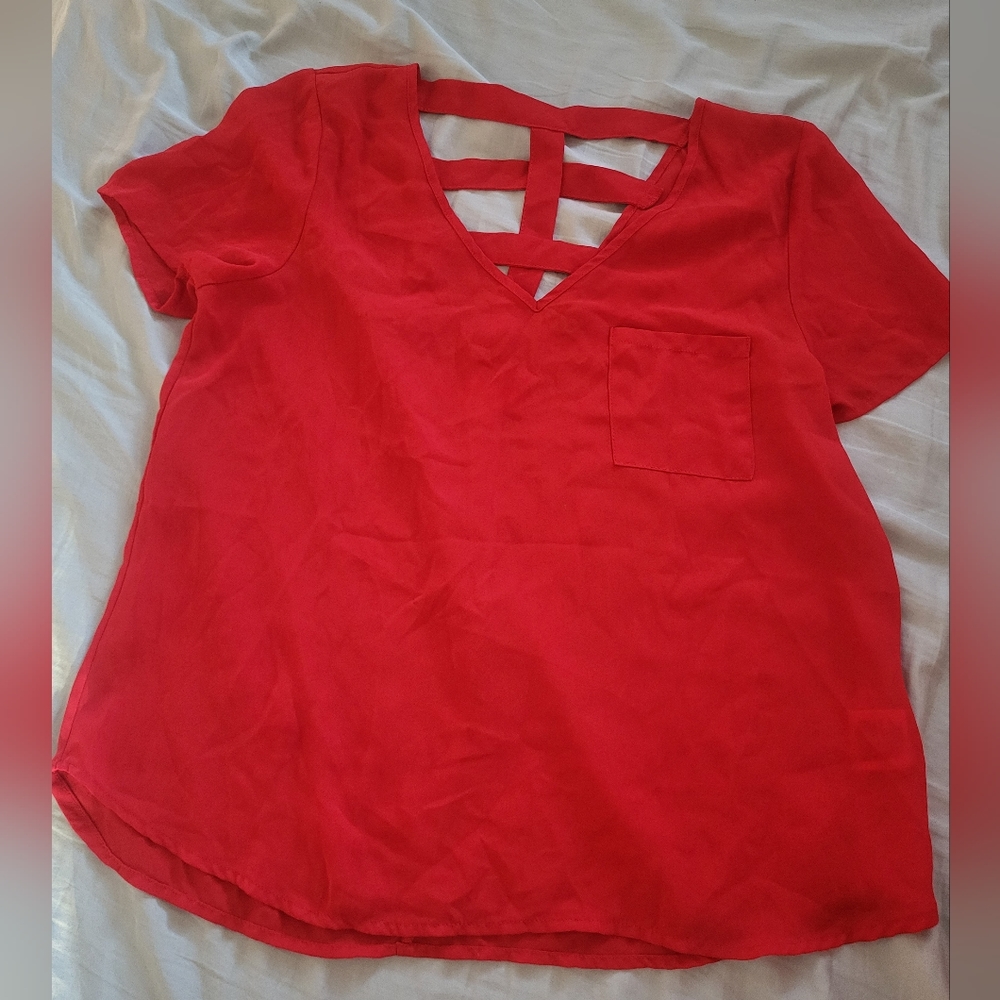 Red Top with Grid Back Detail - M